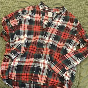 Casual Plaid Men's Shirt - Red, Green, and Black